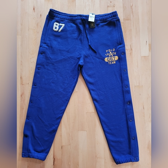 Polo Ralph Lauren Men's XXL Blue Sweatpants Tear Away Joggers Track Logo NWT - Picture 2 of 16